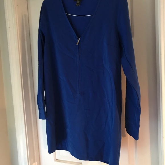 Forever 21 zip front shift dress royal blue M - Picture 4 of 5